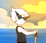 2022 clouds dirk_strider fullres jaggy_lines meraki-sunset ocean seagulls solo strong_tanktop unbreakable_katana