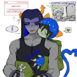  2026 biting blush cat_hat equius_zahhak fullres heart meowrails nepeta_leijon reverse_hug sanestartistt shipping starter_outfit sweat text word_balloon 