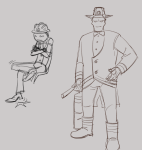  2025 arms_crossed felt fire_extinguisher fullres grayscale hard_hat itchy kataeva matchsticks monochrome sitting sketch 