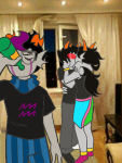  2023 alcohol crying eridan_ampora feferi_peixes fullres hug image_manipulation jaggy_lines kiss meme meraki-sunset queen_bee redrom shipping sollux_captor starter_outfit 