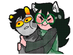  2017 animated dogtier fullres hug jade_harley karkat_vantas kats_and_dogs savethebees2k16 starter_outfit 