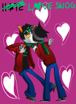  2011 alternate_hair au back_angle bloodswap calamityjane casual eridan_ampora fashion fullres heart jade_harley kidswap kiss no_glasses nuclear_vvessels red_dead_virgo redrom shipping spade text 
