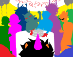  2025 alpha_kids cake calliope daily dave_strider dirk_strider food fullres gamzee_makara hamsterdads hat highlight_color jaggy_lines jake_english jane_crocker john_egbert karkat_vantas roxy_lalonde silhouette terezi_pyrope vriska_serket 