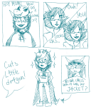  2016 ancestors dancestors dragon_cape emoticon fullres latula_pyrope lineart monochrome neophyte_redglare niwatori-tyan pyropes sketch starter_outfit terezi_pyrope text word_balloon 