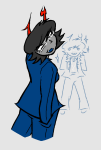  2024 aranea_serket araneadillydally back_angle dancestors dream_ghost formal fullres lineart solo stars sufferer_necklace suit 
