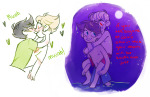  2013 art_dump au blush camp_skaia carrying dave_strider dirk_strider fullres hammertime heart jake_english john_egbert kiss moon night no_glasses no_shirt pumpkin_patch redrom shipping stars starter_outfit text thesunmaid 