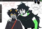  2025 alternate_hair art_dump art_program_in_frame blush book casual dave_strider dogtier fashion fullres jade_harley karkat_vantas mushokidotpng size_difference sketch troll_tail 