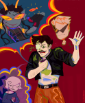  2023 body_modification brain_ghost_dirk candy_timeline dancestors dirk_strider divorce_of_will_getup facial_hair fish fullres homestuck:_beyond_canon hurlyburlytopsyturvy jake_english little_miss_condescension_suit meenah_peixes ring_of_life roxy_lalonde 