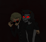  arm_around_shoulder bloodtier dave_strider four_aces_suited no_glasses terezi_pyrope 