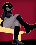  2026 eyepatch fashion freckles fullres hat karkat_vantas low_angle mansuta sitting solo zodiac_symbol 