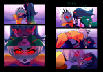  2020 blackrom fullres godtier homestuck:_beyond_canon light_aspect lying magic_dragon near_kiss rose_lalonde rosebot seer shipping strife strovii terezi's_pilot_outfit terezi_pyrope text 