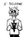 2026 biblestuck book crossover eridan_ampora fashion formal fullres grayscale lineart monochrome smiling_eridan solo stimpry text the_book_of_mormon the_truth
