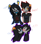  2014 ? artist_collaboration blush casual clothingswap fullres ghabyghost heart karkat_vantas kiss redrom shipping singhter-lips text transparent vriska_serket vriskat 