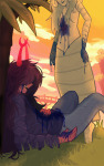  2024 aradia_megido aradiabot blackrom blood clouds fullres godlessyaoi low_angle lying make_her_pay shipping starter_outfit trees vriska_serket 