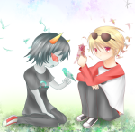  2012 animals animestuck coolkids dave_strider fullres no_glasses red_baseball_tee redrom shipping sitting starter_outfit terezi_pyrope xxforgotten 