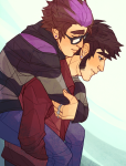  carrying eridan_ampora erisol humanized inkskratches no_glasses profile redrom reverse_hug shipping sollux_captor 