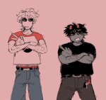  2026 casual dave_strider fullres glasses_added karkat_vantas psyhcic red_baseball_tee smoking the_finger 