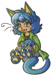  2014 alternate_hair animal_ears freckles fullres hedgehominoid humanized nepeta_leijon no_hat pawfeet sitting solo starter_outfit transparent 