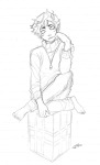  2013 barefoot broken_source dancestors dream_ghost fullres_export_attempted grayscale kankri_vantas miyotora monochrome sitting sketch solo starter_outfit whistle 