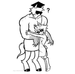  2026 ? academic_advisor animated fullres grayscale homestuck:_beyond_canon hug jaggy_lines meat_timeline monochrome myriadserased satyrs starter_outfit swiss_elysi 