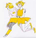  casual fashion holding_hands kathy limited_palette rose_lalonde roxy_lalonde 