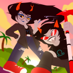 2022 dizzims dragon_cane fluorite_octet fullres jaggy_lines land_of_maps_and_treasure starter_outfit sun terezi_pyrope trees vriska_serket 