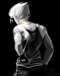  2026 back_angle dirk_strider fullres grayscale highlight_color iamanpy monochrome scars solo strong_tanktop 