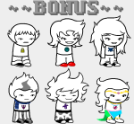  2017 eridan_ampora feferi_peixes fullres gamzee_makara grayscale highlight_color humanized image_manipulation jaggy_lines no_glasses saeronovace seeing_terezi sollux_captor sprite_mode starter_outfit terezi_pyrope text vriska_serket 