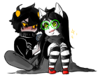  blush dogtier goatings godtier jade_harley karkat_vantas kats_and_dogs redrom shipping sitting space_aspect styling_hair witch 
