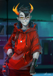  2021 artisticapparition aspect_hoodie body_modification fashion fullres glasses_added headphones hiveswap mallek_adalov solo time_aspect 