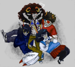  2026 alternate_hair aranea_serket body_modification casual charylsd crazy_eights damara_megido dammit dancestors desu_neigh fullres glasses_added grubscars horse_and_buggy horuss_zahhak jorogumo lying mituna_captor multishipping no_hat shipping smoking sweat_bee undergarments 