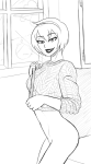 2016 casual clouds deleted_source fullres grayscale lineart nsfw_source nudity planetofjunk rose_lalonde solo