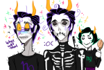 2013 alternate_hair crying dancestors emoticon fullres gamzee_makara kanaya_maryam kurloz_makara makaras neukgol scars sober_gamzee starter_outfit text 