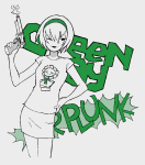  2025 blush flowers fullres green_day handgun jaggy_lines parody rose_lalonde solo text turntgh weapon wonk 