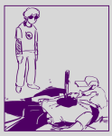  2023 blood bro dave_strider dead fullres indigocaste lineart lying monochrome panel_redraw red_baseball_tee sadstuck unbreakable_katana 