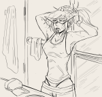  2024 alternate_hair body_modification bro broconwhore casual fashion fullres grayscale monochrome rule63 sis sketch solo sweat towel 