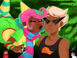  2024 arquiusprite bunnyknickers dirk_strider dubcon fullres midair near_kiss panel_redraw ring_of_void roxy_lalonde silhouette sprite squarewave strong_tanktop sweat trickster_mode 