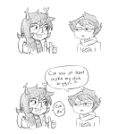  2016 breath_aspect deleted_source fullres godtier grayscale headshot heir john_egbert nsfw_source planetofjunk starter_outfit text thumbs_up vriska_serket word_balloon 