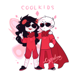  2019 aradia_megido arm_around_shoulder crystalrina dave_strider diamond double_time fullres glasses_added godtier knight maid palerom shipping text thumbs_up time_aspect 