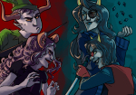  2014 aradia_megido eyepatch fluorite_octet fullres lance legislacerator_suit masthya pir8_coat profile pupa_pan scourge_sisters starter_outfit sweat tavros_nitram team_charge terezi_pyrope vriska_serket walking_cane weapon 