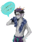  2012 9vs9 blush eridan_ampora fullres no_shirt solo swimsuit text word_balloon 