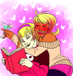  alcohol black_squiddle_dress blush book cocktail_glass heart incest kisiki lalondecest redrom rose_lalonde roxy_lalonde shipping wizardship 
