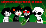  2020 dave_strider fanfic_art food fullres jack_(karkat_goes_to_a_convention) jaggy_lines karkat_goes_to_a_convention karkat_vantas mr-tsuyo stacey_(karkat_goes_to_a_convention) starter_outfit text 