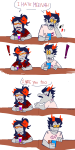  ! 2024 ? beverage blush comic cronus_ampora damara_megido dancestors fullres heart kennnnnie pastiche scars smoking spade starter_outfit text word_balloon 