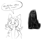  2024 caligvlasaqvarivm eridan_ampora fullres grayscale nepeta_leijon no_hat sketch starter_outfit text word_balloon 