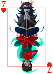  2012 aspect_symbol blackstuffedcat blindfold book card dragon_cane fullres heart legislacerator_suit mind_aspect scourge_sisters sitting starter_outfit terezi_pyrope upside_down vriska_serket 