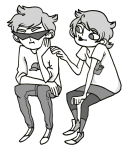  dirk_strider grayscale moogdog roxy_lalonde sitting starter_outfit 
