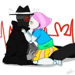  2013 artificial_limb barefoot blush fullres heart jack_noir kiss kneeling lying ms_paint offendedzacharie paint_it_black profile redrom roboslick shipping spades_slick starter_outfit 