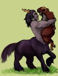  aradia_megido centaurs equius_zahhak hug iron_maiden kendubz mythologystuck shipping 
