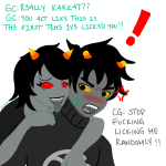  ! 2025 adorabloodthirsty blush eridanie1 fullres karkat_vantas licking no_glasses redrom reverse_hug shipping starter_outfit terezi_pyrope text 